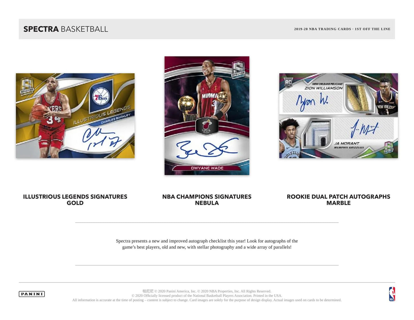 2019/20 Panini Spectra Basketball 1st Off The Line Hobby Box