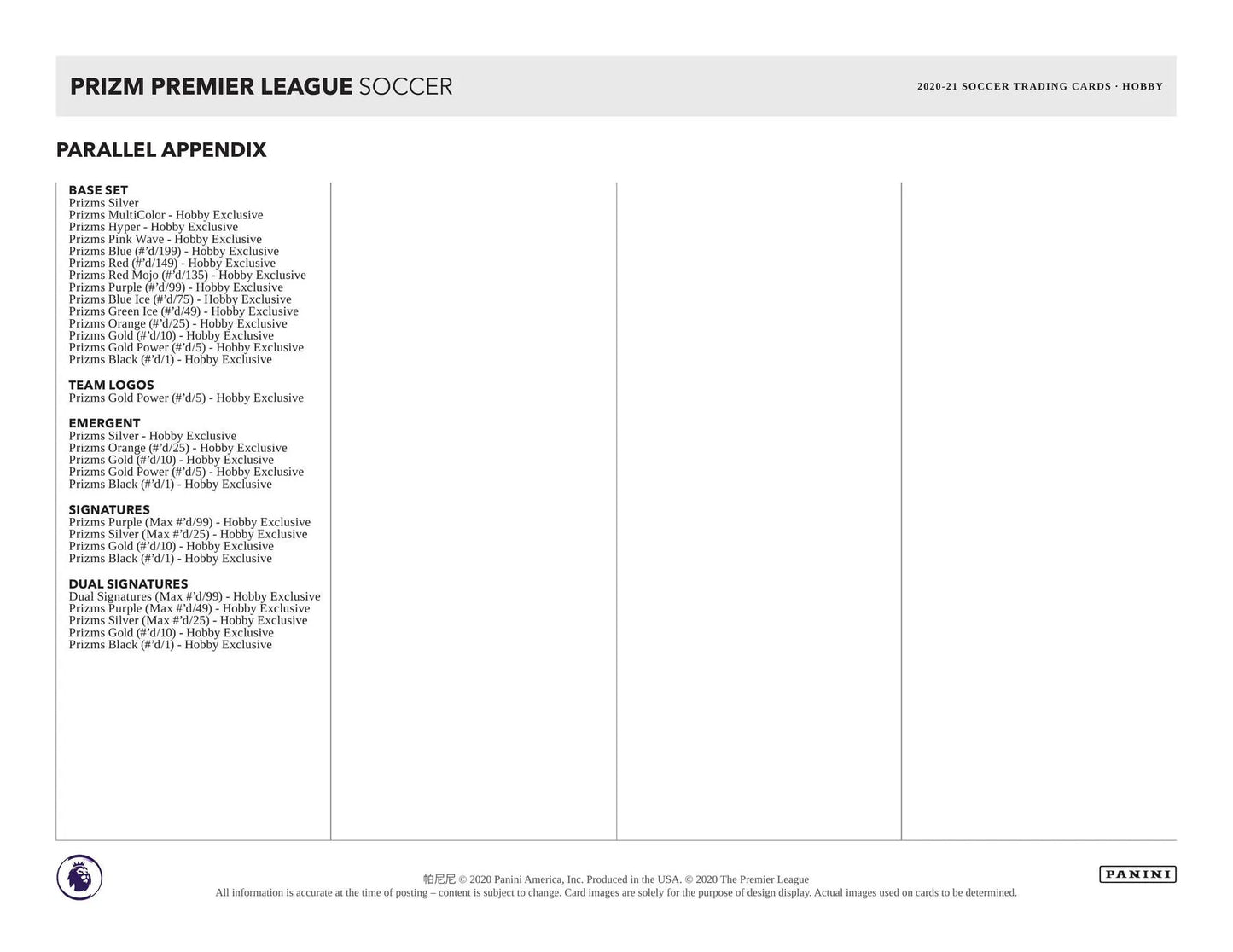 2020/21 Panini Prizm Premier League EPL Soccer Hobby Pack