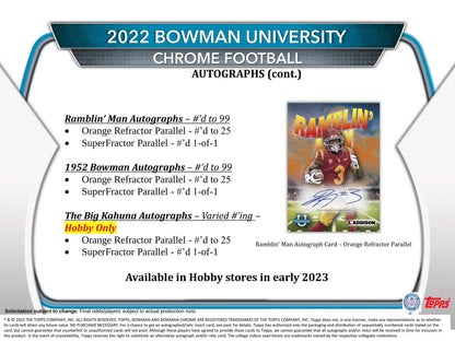 2022 Bowman Chrome University Football Hobby 12-Box Case