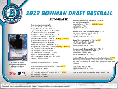 2022 Bowman Draft Baseball Hobby Jumbo 8-Box Case