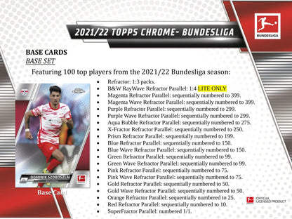 2021/22 Topps Chrome Bundesliga Soccer Hobby Lite 16-Box Case