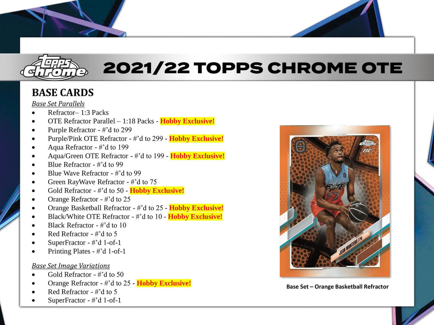 2021/22 Topps Chrome Overtime Elite Basketball Hobby 12-Box Case