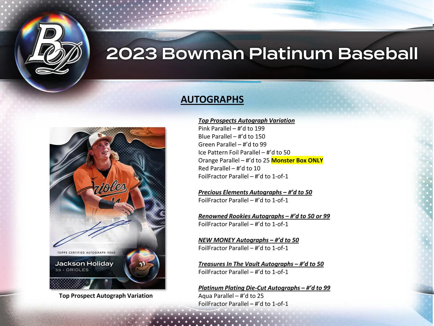 2023 Bowman Platinum Baseball Monster 20-Box Case