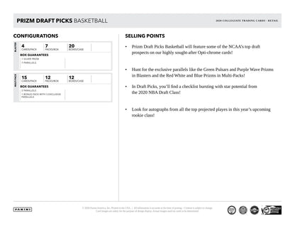 2020/21 Panini Prizm Draft Picks Basketball Multi Cello 15-Card Pack