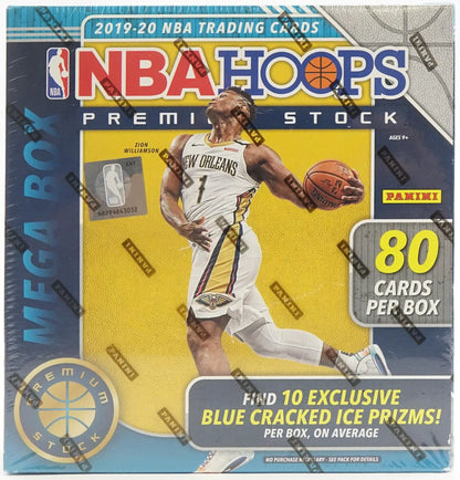 2019/20 Panini Hoops Premium Stock Basketball Mega Box (80 Cards) (Blue Prizms)