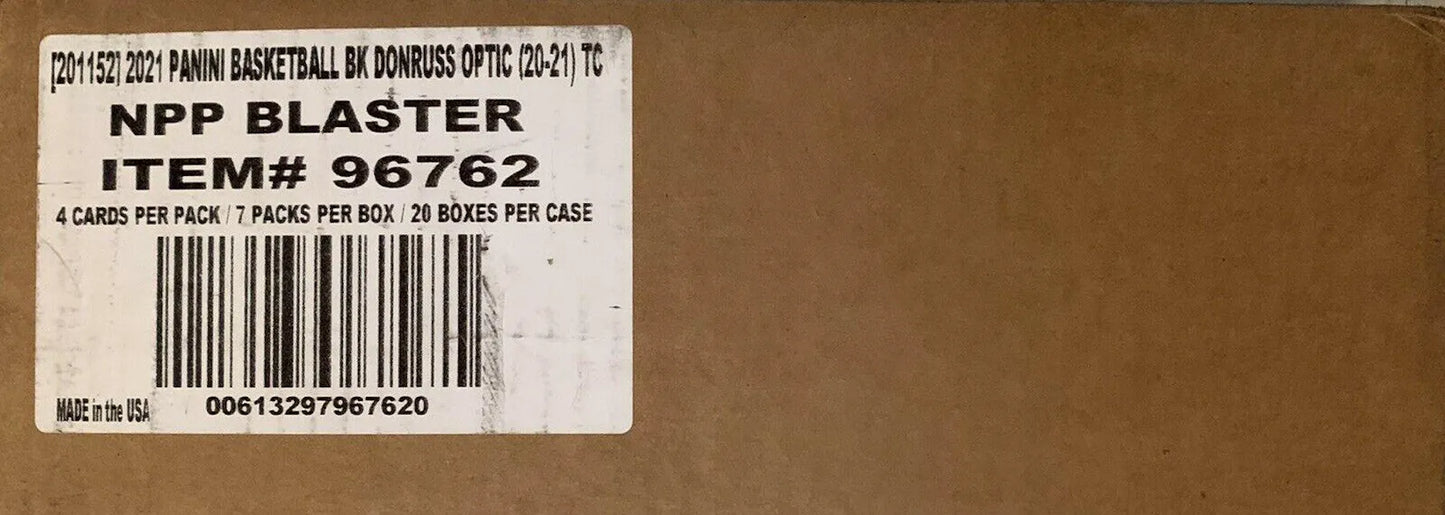 2020/21 Panini Donruss Optic Basketball 7-Pack Blaster 20-Box Case