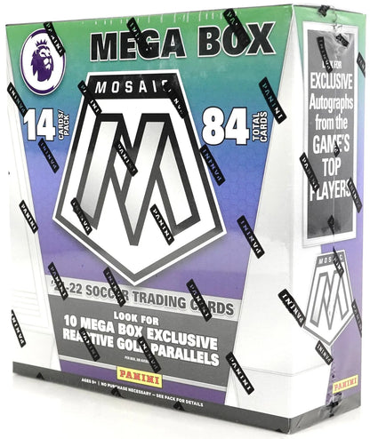 2021/22 Panini Mosaic Premier League EPL Soccer Mega Box (Lot of 3) (Reactive Gold Parallels!)