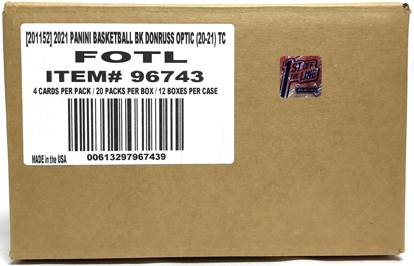 2020/21 Panini Donruss Optic Basketball 1st Off The Line FOTL Hobby 12-Box Case