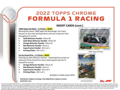 2022 Topps Chrome F1 Formula 1 Hobby Lite Pack