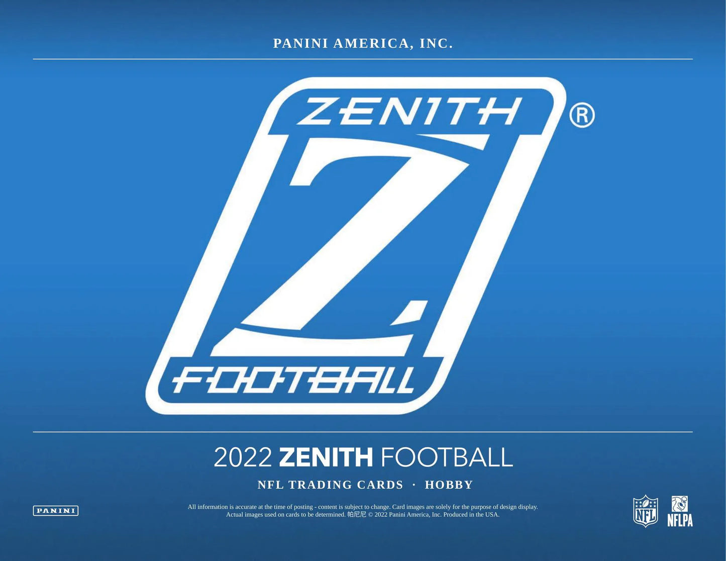 2022 Panini Zenith Football 1st Off The Line FOTL Hobby Box