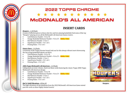 2022 Topps McDonald's All American Chrome Basketball Hobby Box