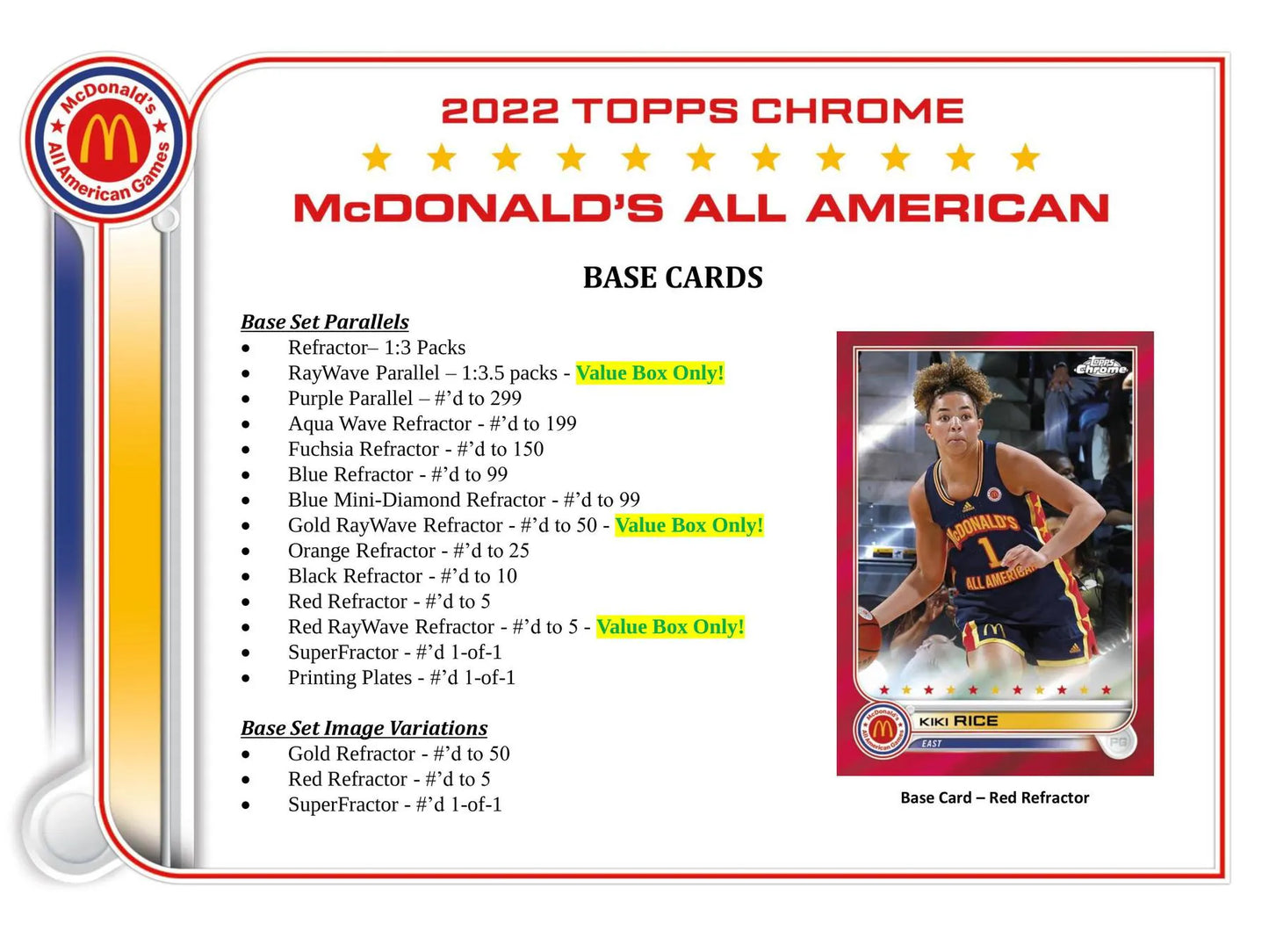 2022 Topps McDonald's All American Chrome Basketball 7-Pack Blaster 40-Box Case
