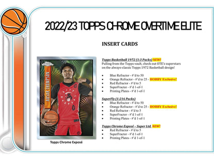2022/23 Topps Chrome Overtime Elite Basketball Hobby Box