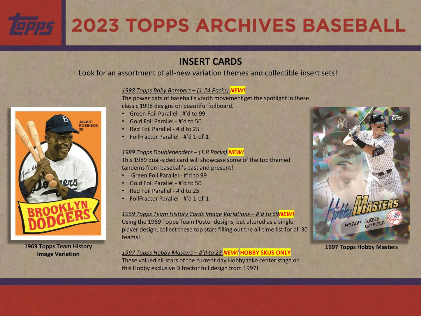 2023 Topps Archives Baseball Hobby 10-Box Case (Factory Fresh)