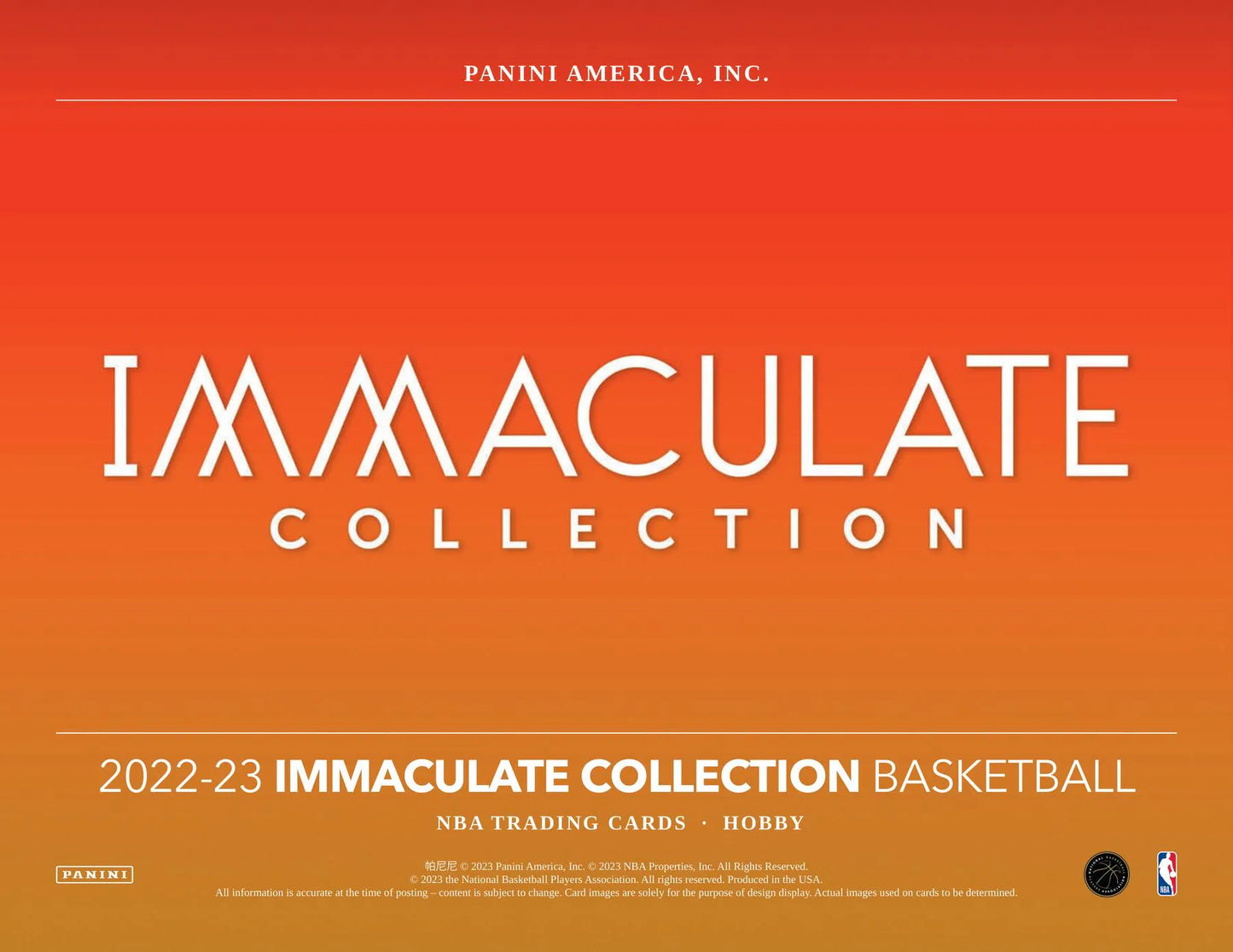 2022/23 Panini Immaculate Basketball Hobby 5-Box Case (Presell)