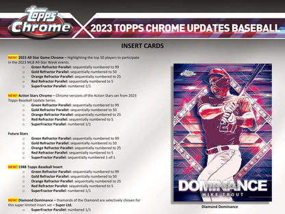 2023 Topps Chrome Update Series Baseball Hobby Jumbo 8-Box Case