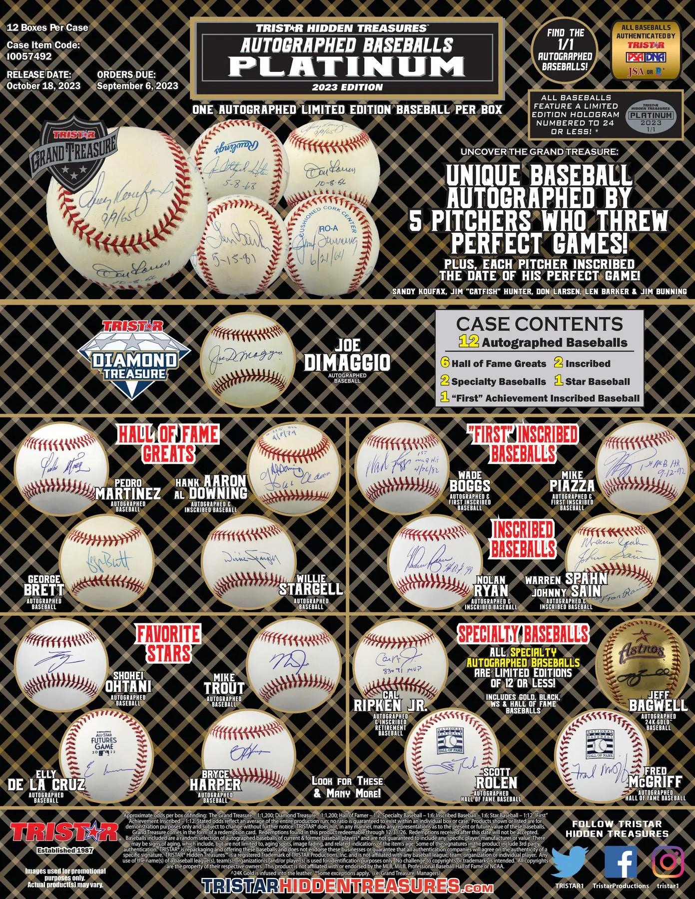 2023 TriStar Hidden Treasures Platinum Autographed Baseball Hobby 12-Box Case