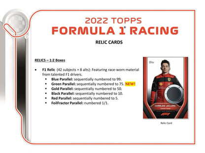 2022 Topps F1 Formula 1 Racing Hobby 12-Box Case